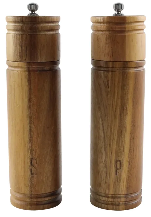 Acacia Wood Column Salt & Pepper Set