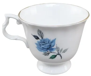 White With Blue Rose Porcelain Teacup