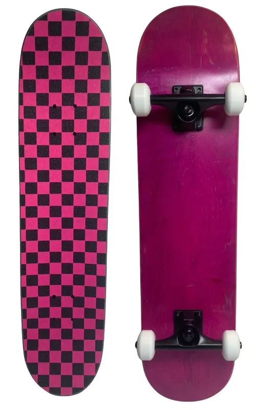 Fuchsia Skateboard With Pink & Black Grip Tape
