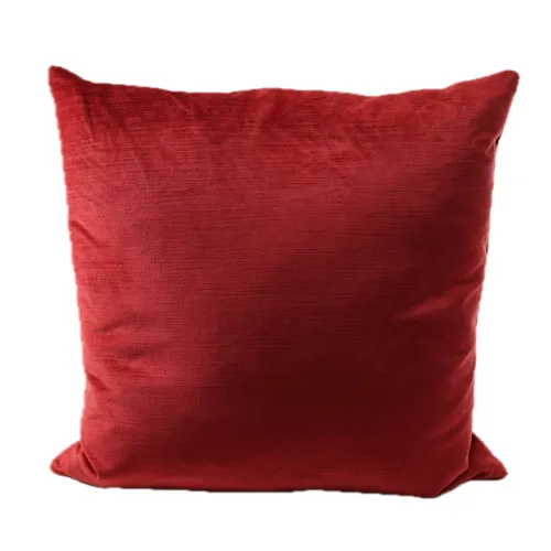 Solid Cherry Red Woven Throw Pillow With Suede Back