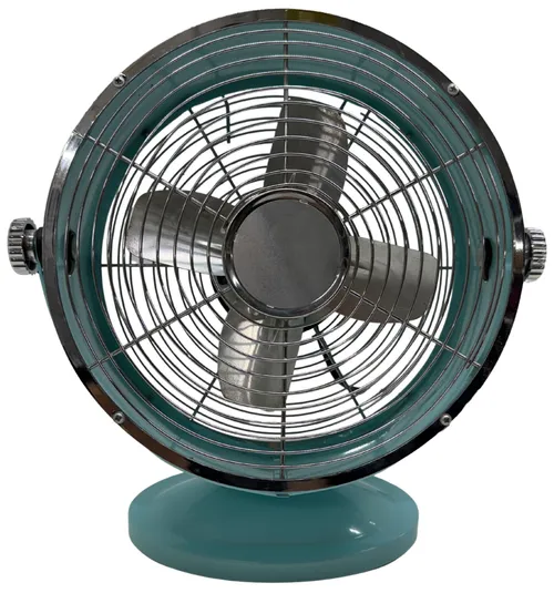 Turquoise & Chrome Electric Fan