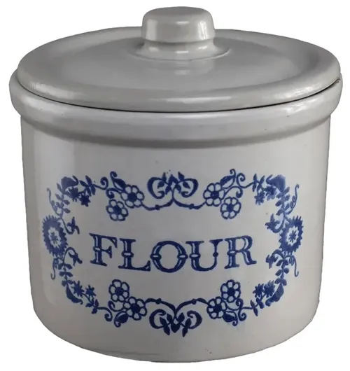 Light Grey Ceramic Country Flour Canister