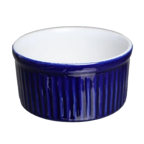 Royal Blue Vertical Stripe Ceramic Ramekin 