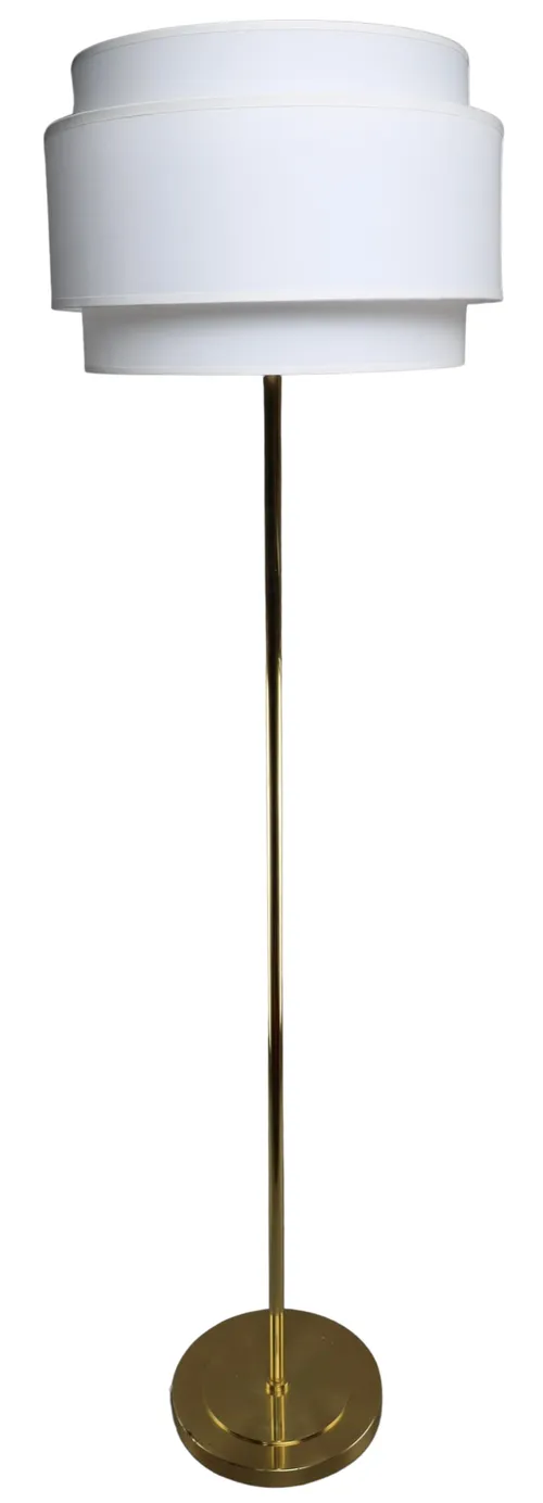 Gold Floor Lamp With White Triple Drum Shade