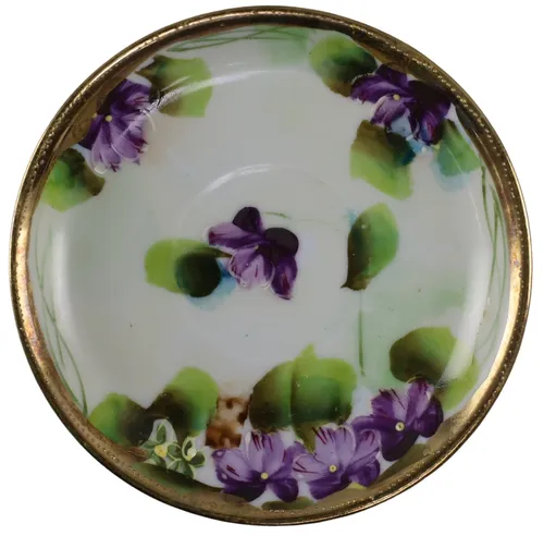 Gold Rimmed With Purple Flowers Saucer