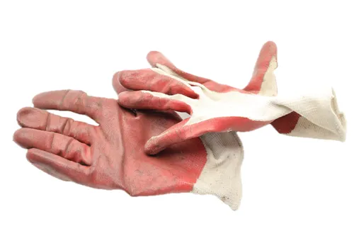 Aged Red Rubber Garden Gloves