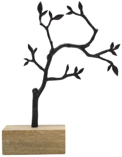 Black Metal Tree On Wood Base