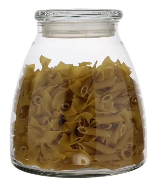 Clear Glass Tapered Canister With Lid With Pasta