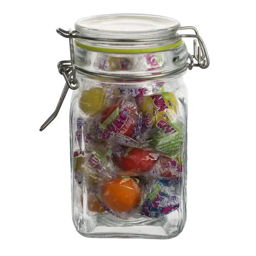 Clear Glass Jar Containing Gumballs