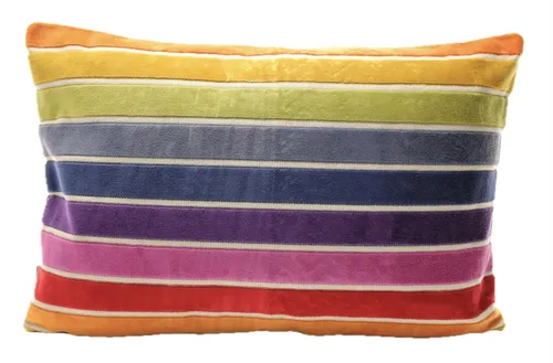Velvet Multicolour Rainbow Stripes Throw Pillow