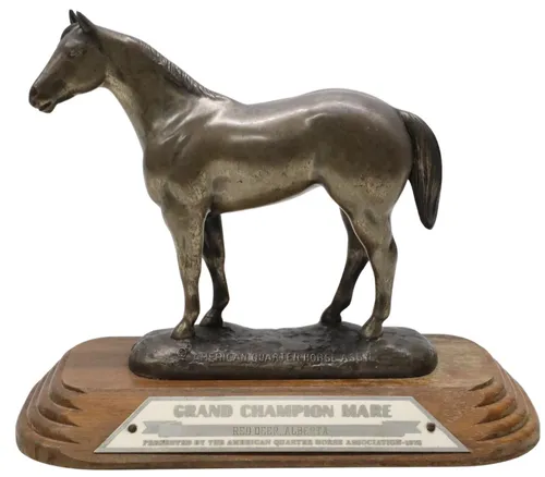 Bronze Horse Trophy On Wood Base