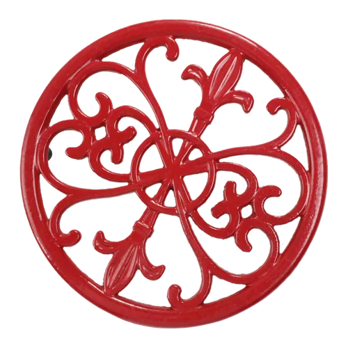 Red Fleur De Lis Cast Iron Trivet
