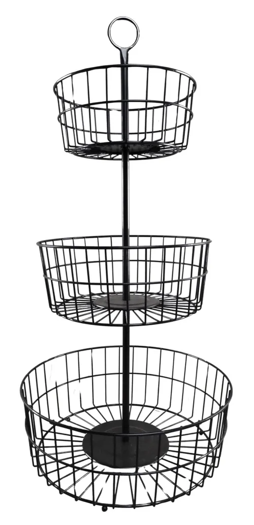 Black Wire 3 Tier Basket Stand