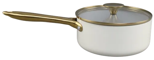 White & Gold Sauce Pot With Lid