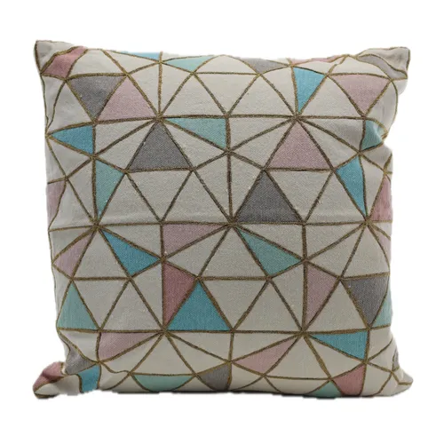 Gold Rimmed Pastel Geometric Throw Pillow 