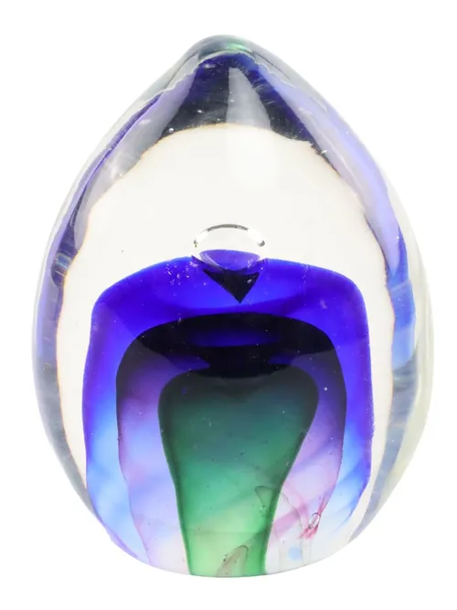 Blue & Green Blown Glass Paperweight