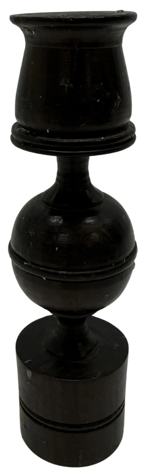 Dark Turned Wood Taper Candle Holder