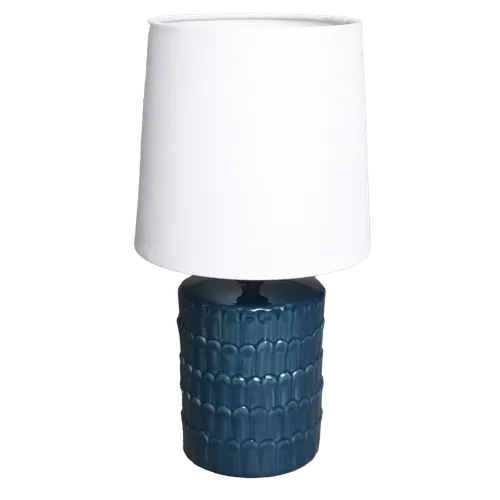 Blue Sapphire Ceramic Table Lamp With White Shade