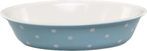 Light Blue & White Dotted Oval Baking Dish