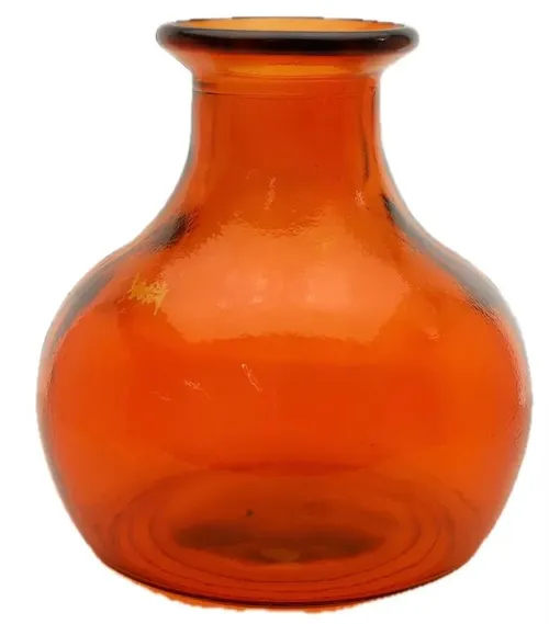 Fulvous Ochre Orange Pot Belly Glass Vase - Large