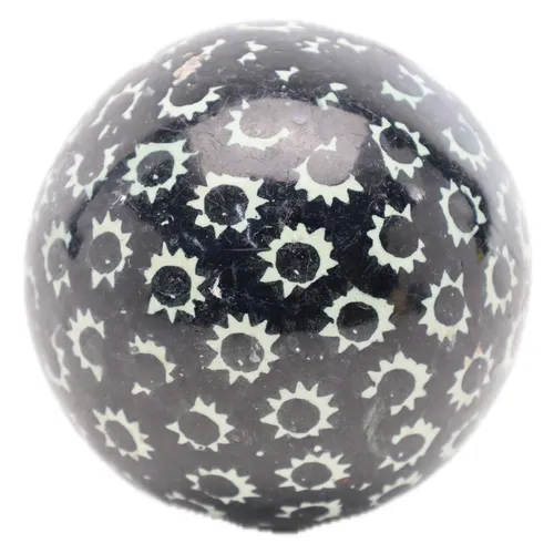 Black With White Sunburst Antique Ceramic Carpet Ball