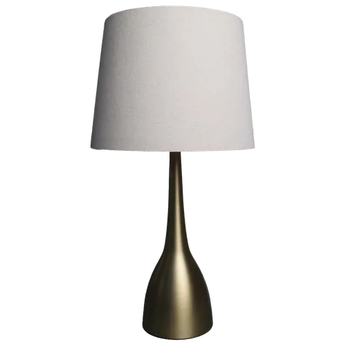 Tapered Brushed Gold Table Lamp With Beige Shade