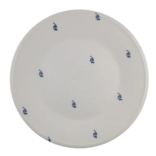 White & Blue Nautical Ship Dinner Plate