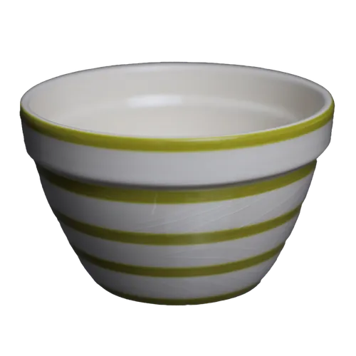 White & Green Stripe Ceramic Small Bowl