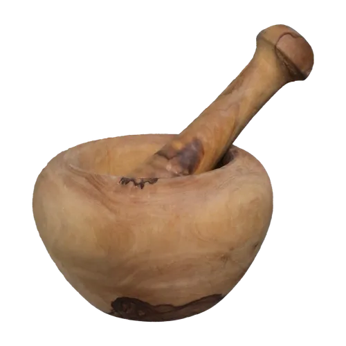 Rounded Wood Mortar & Pestle