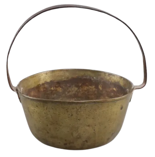 Antique Brass Pot With Handle - Large