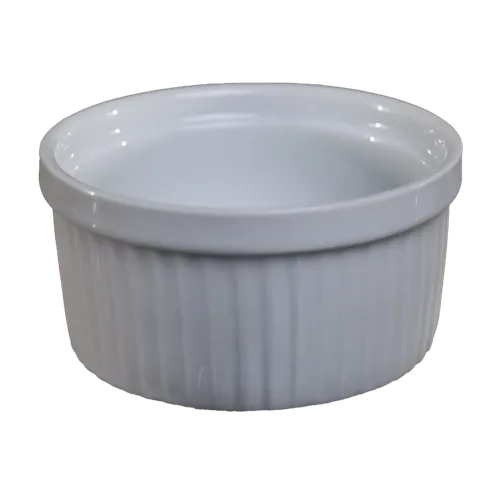 White Vertical Lines Ceramic Ramekin