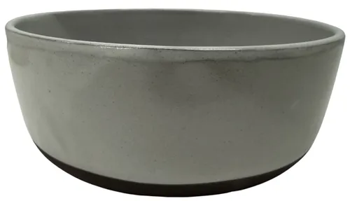 Stoneware Putty Grey Serving Bowl With Chocolate Brown Base