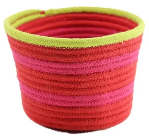 Pink & Red Fabric Storage Basket