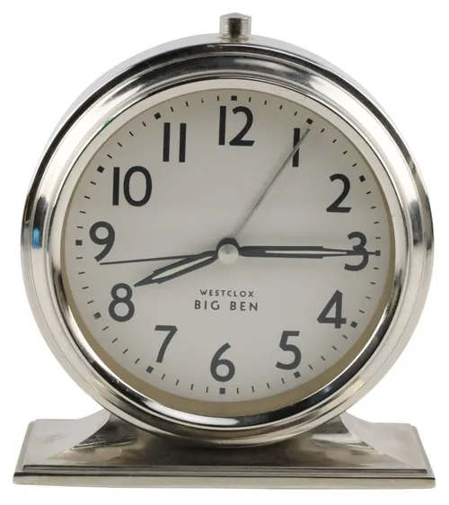 Silver Round Alarm Clock On Base