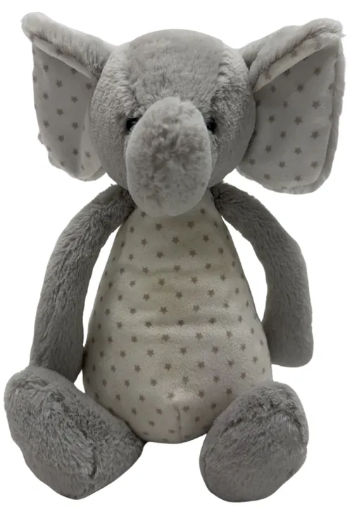 Grey & White Polka Dot Stuffed Elephant Plush