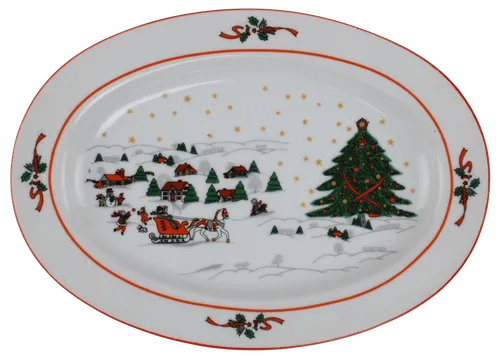 White Christmas Scene Serving Platter - Medium