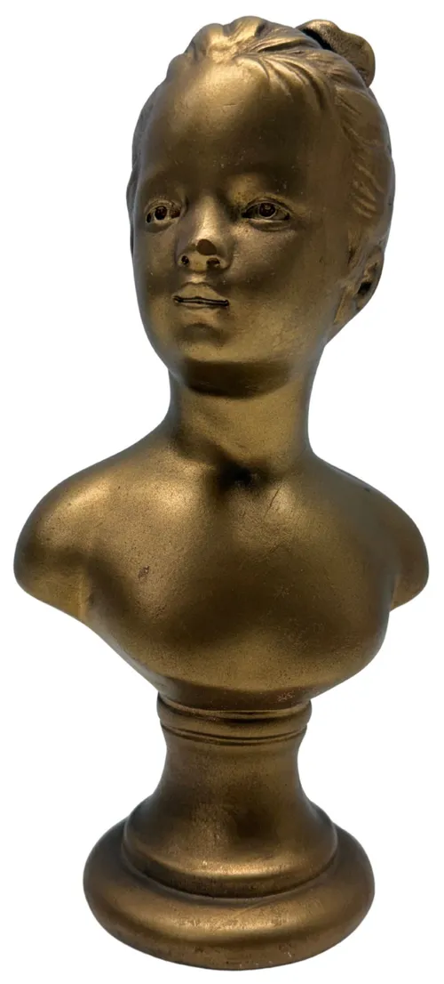 Gold Bust Of A Young Girl Sculpture