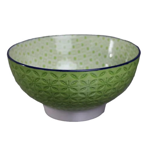 Spring Meadow Green Small Bowl With Blue Rim
