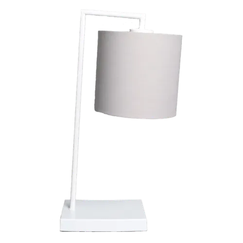 White Fixed Arm Table Lamp With Dove Grey Shade