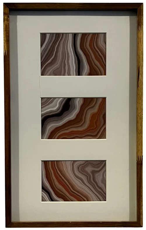 Triptych Agate In Wood Frame