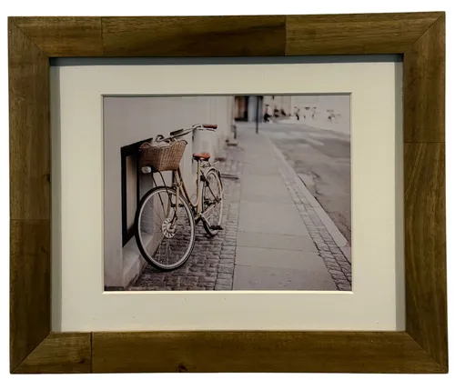 Sidewalk Bicycle Photograph In Wood Frame