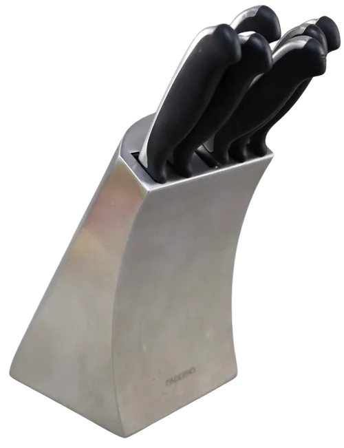 Stainless Knife Block With Black & Stainless Knives