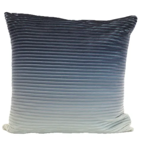 Blue Three Tone Fade Velvet Pleated Throw Pillow