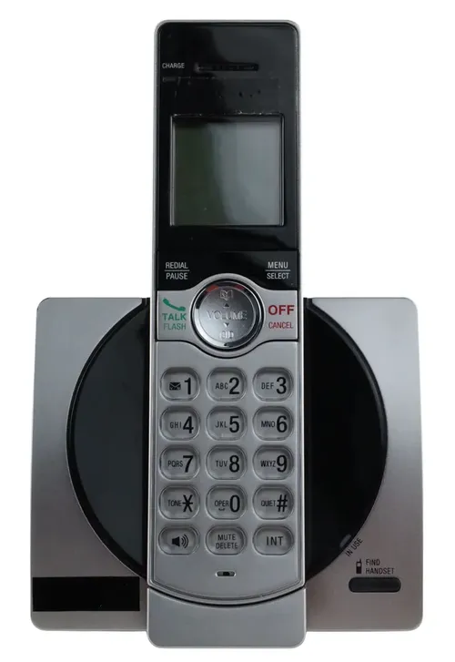 Silver & Black Thin Cordless Phone With Dock 