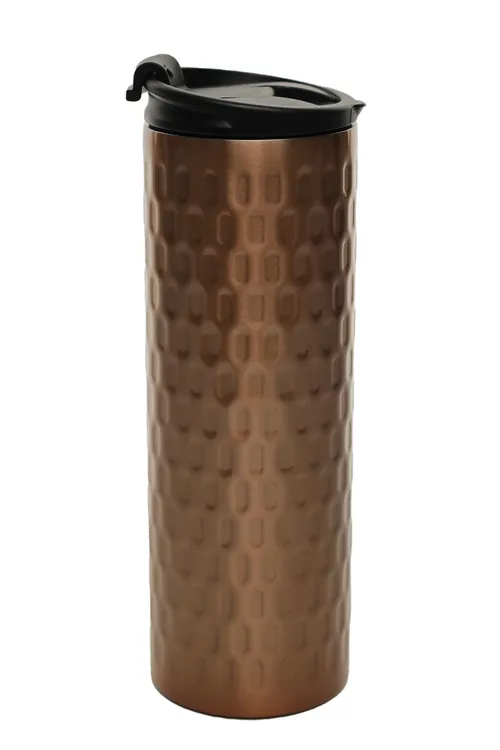 Brushed Copper Dimpled Travel Mug