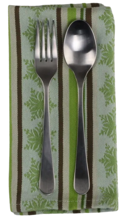 Green & Brown Striped With Snowflake Napkin