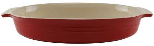Red Stoneware Oval Baking Dish