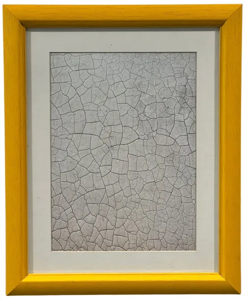 Cracked Ground Photograph In Yellow Frame