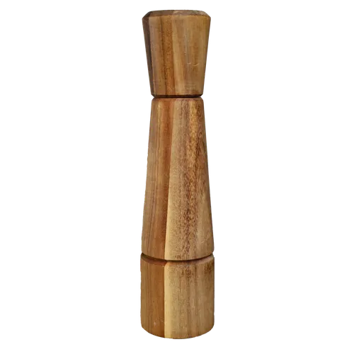 Lathed Geometric Wood Pepper Mill