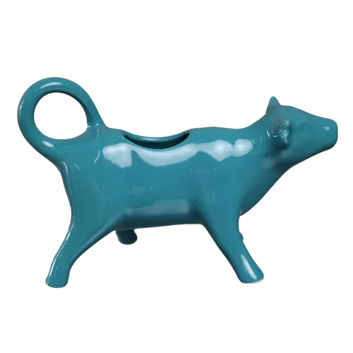Tennis Court Blue Ceramic Cow Creamer